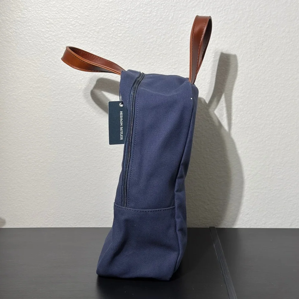 Hudson Sutler Sutter Shoe Bag Unisex OS Navy Blue Canvas Golf Travel Embroidered